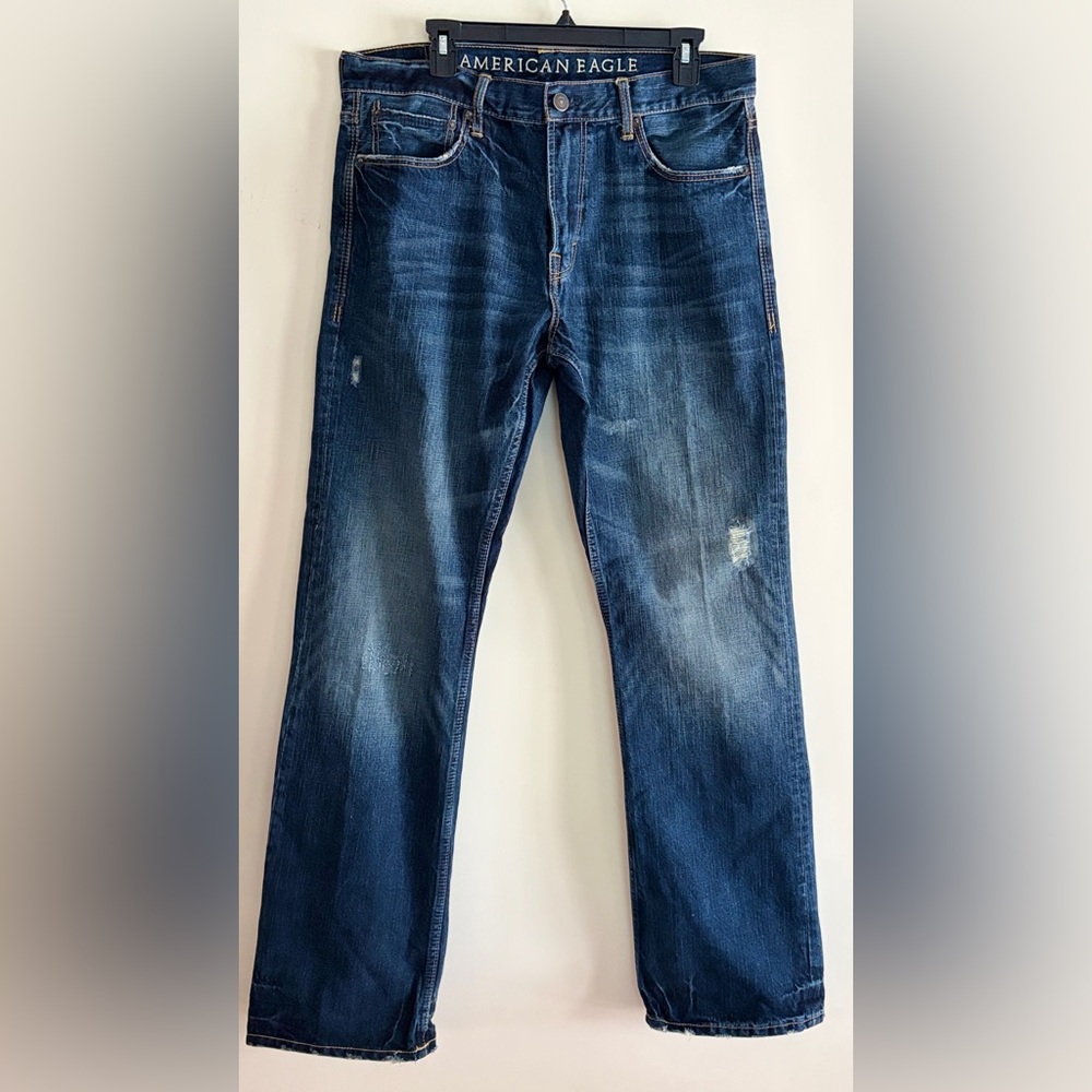American Eagle Outfitters Men's Dark Blue Bootcut Jeans